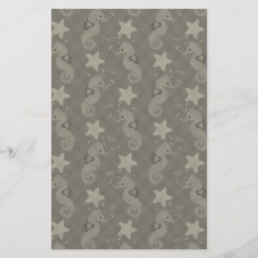 Antikes Seepferd- und Sternenmuster Briefpapier (Vorderseite)