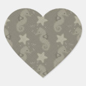 Antikes Seepferd- und Sternenmuster Herz-Aufkleber (Vorderseite)