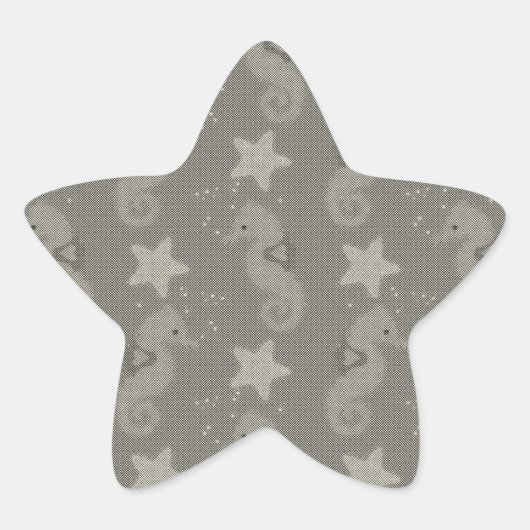 Antikes Seepferdchen- und Seesternmuster Stern-Aufkleber (Vorderseite)