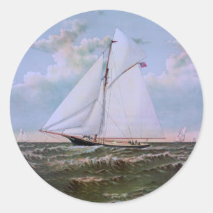 Antikes Segelschiff Schaluppe Yacht Segelboot Ozea Runder Aufkleber