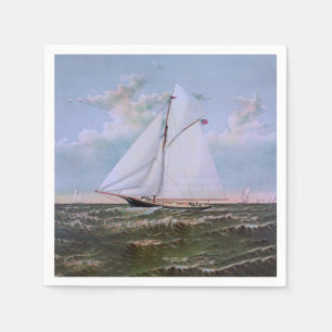Antikes Segelschiff Schaluppe Yacht Segelboot Ozea Serviette