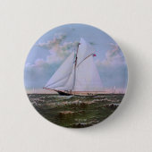 Antikes Segelschiff Sloop Yacht Sailboat Ozean Button (Vorderseite)