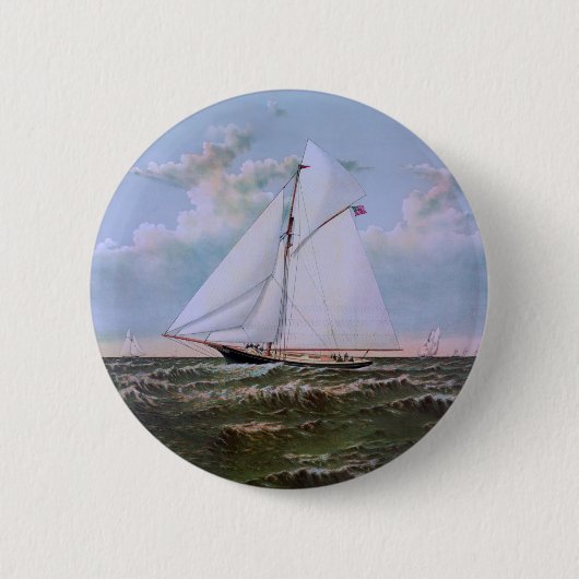 Antikes Segelschiff Sloop Yacht Sailboat Ozean Button (Vorderseite)