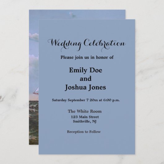 Antikes Segelschiff Sloop Yacht Sailboat Ozean Einladung (Vorne/Hinten)