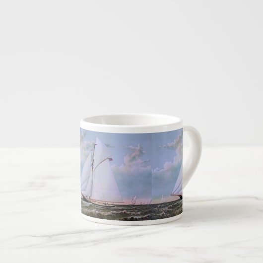 Antikes Segelschiff Sloop Yacht Sailboat Ozean Espressotasse (Vorderseite Rechts)