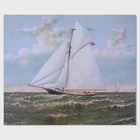 Antikes Segelschiff Sloop Yacht Sailboat Ozean Geschenkpapier (Flach)