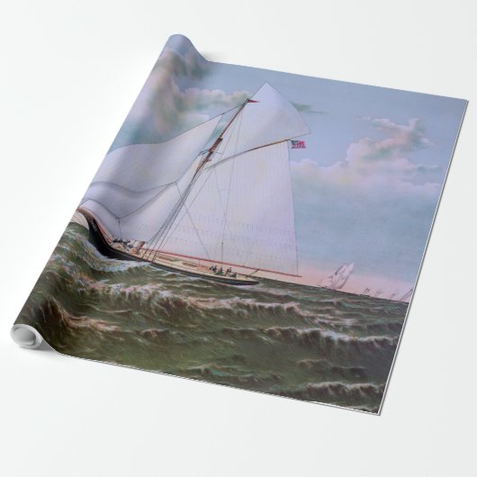 Antikes Segelschiff Sloop Yacht Sailboat Ozean Geschenkpapier (Ungerollt)
