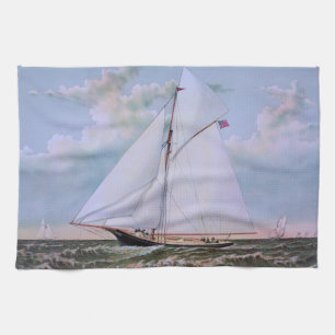 Antikes Segelschiff Sloop Yacht Sailboat Ozean Geschirrtuch