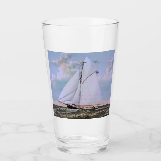 Antikes Segelschiff Sloop Yacht Sailboat Ozean Glas (Vorderseite)