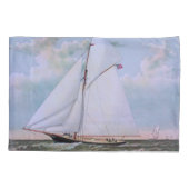 Antikes Segelschiff Sloop Yacht Sailboat Ozean Kissenbezug (Rückseite)