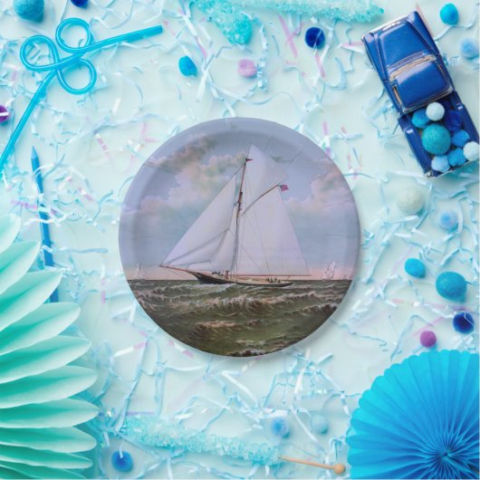 Antikes Segelschiff Sloop Yacht Sailboat Ozean Pappteller (Party)