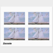 Antikes Segelschiff Sloop Yacht Sailboat Ozean Rechteckiger Aufkleber (Blatt)