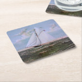 Antikes Segelschiff Sloop Yacht Sailboat Ozean Rechteckiger Pappuntersetzer (angewinkelt)