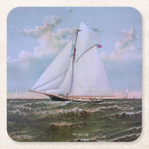 Antikes Segelschiff Sloop Yacht Sailboat Ozean Rechteckiger Pappuntersetzer