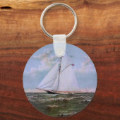 Antikes Segelschiff Sloop Yacht Sailboat Ozean Schlüsselanhänger (Vorderseite)