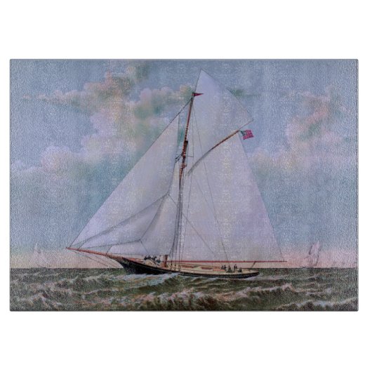 Antikes Segelschiff Sloop Yacht Sailboat Ozean Schneidebrett (Vorderseite)