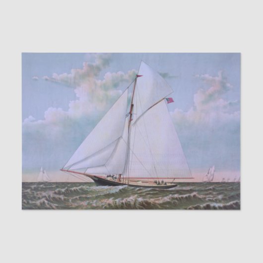 Antikes Segelschiff Sloop Yacht Sailboat Ozean Seidenpapier (Vorderseite)