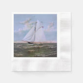 Antikes Segelschiff Sloop Yacht Sailboat Ozean Serviette (Vorderseite)
