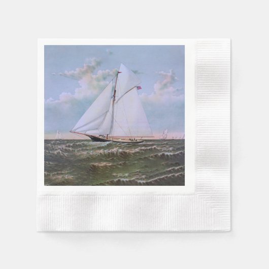 Antikes Segelschiff Sloop Yacht Sailboat Ozean Serviette (Vorderseite)