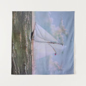 Antikes Segelschiff Sloop Yacht Sailboat Ozean Wandteppich (Vorderseite (Horizontal))