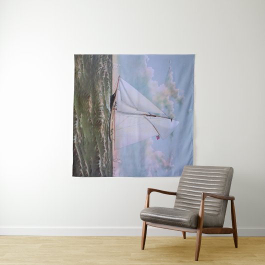 Antikes Segelschiff Sloop Yacht Sailboat Ozean Wandteppich (Beispiel (Horizontal))