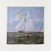 Antikes Segelschiff Sloop Yacht Sailboat Ozean Wandteppich (Vorderseite)