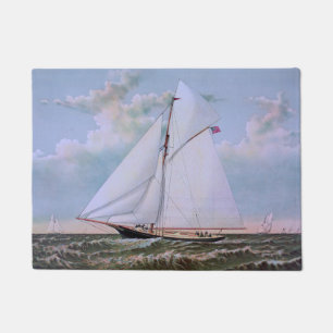 Antikes Segelschiff Sloop Yacht Segelboot Ozean Fußmatte