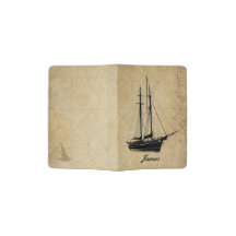 Antikes Segelschiff und Karte
