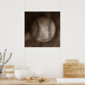 Antikes Sepia-Baseball Poster (Küche)