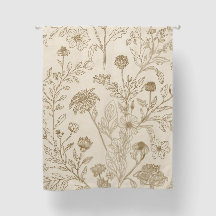 Antikes Sepia-Botanik-Linienkunst-Blumenmuster