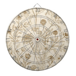 Antikes Sepia-Botanik-Linienkunst-Blumenmuster Dartscheibe