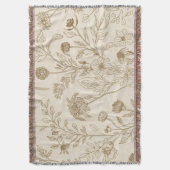 Antikes Sepia-Botanik-Linienkunst-Blumenmuster Decke (Vorderseite Vertikal)