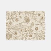 Antikes Sepia-Botanik-Linienkunst-Blumenmuster Fleecedecke (Vorderseite (Horizontal))