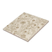 Antikes Sepia-Botanik-Linienkunst-Blumenmuster Fliese (Seite)