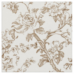 Antikes Sepia-Rosenrankenmuster Stoff