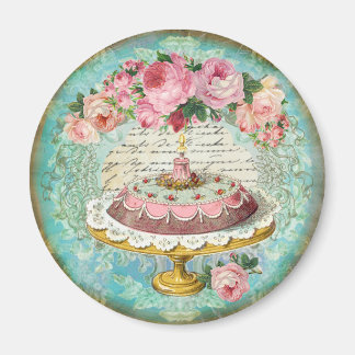 Antikes Shabby Chic Rose & Cake Patisserie Magnet