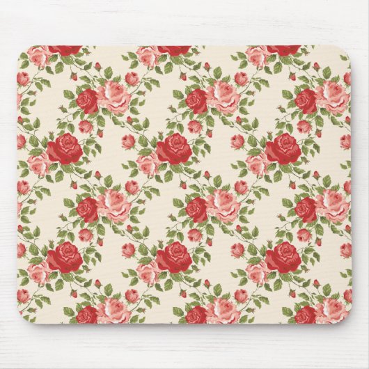 Antikes Shabby Chic Rosenmuster Mousepad (Vorne)