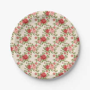 Antikes Shabby Chic Rosenmuster Pappteller
