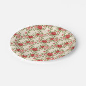 Antikes Shabby Chic Rosenmuster Pappteller (Schrägansicht)