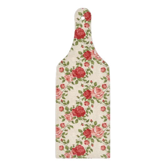 Antikes Shabby Chic Rosenmuster Schneidebrett (Vorderseite)