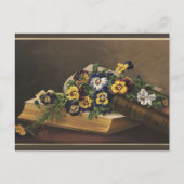 Antikes Shakespeare-Buch und bunte Stiefmütterchen Postkarte (Vorderseite)