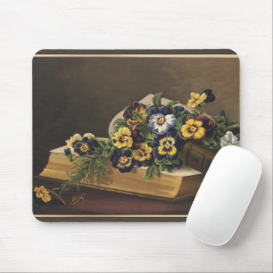 Antikes Shakespeare-Buch und farbenfrohes Stiefmüt Mousepad