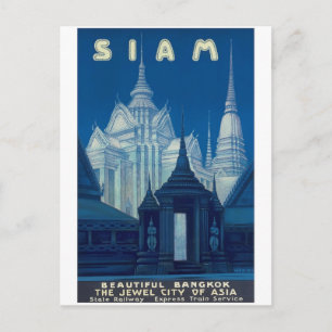 Antikes Siam Bangkok Tempel Reiseposter Postkarte
