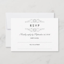 Antikes Silber Geblüht Hochzeitsszenario RSVP Karte