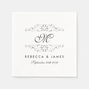 Antikes Silber-Schwung-Monogramm-Hochzeitsserviett Serviette
