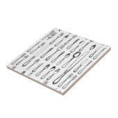 Antikes Silberbesteck-Skizzenmuster Elegant  Fliese (Seite)