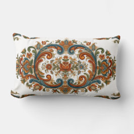 Antikes skandinavisches Rosemaling-Blumenmuster Lendenkissen