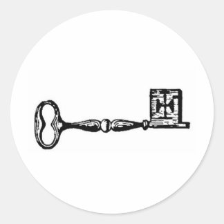 Antikes Skelett Schlüsselgravur Runder Aufkleber