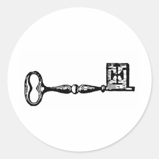 Antikes Skelett Schlüsselgravur Runder Aufkleber (Vorderseite)