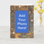 Antikes Skelett-Schlüsselrahmen hinzufügen Ihr eig Karte (Gelbe Blume)